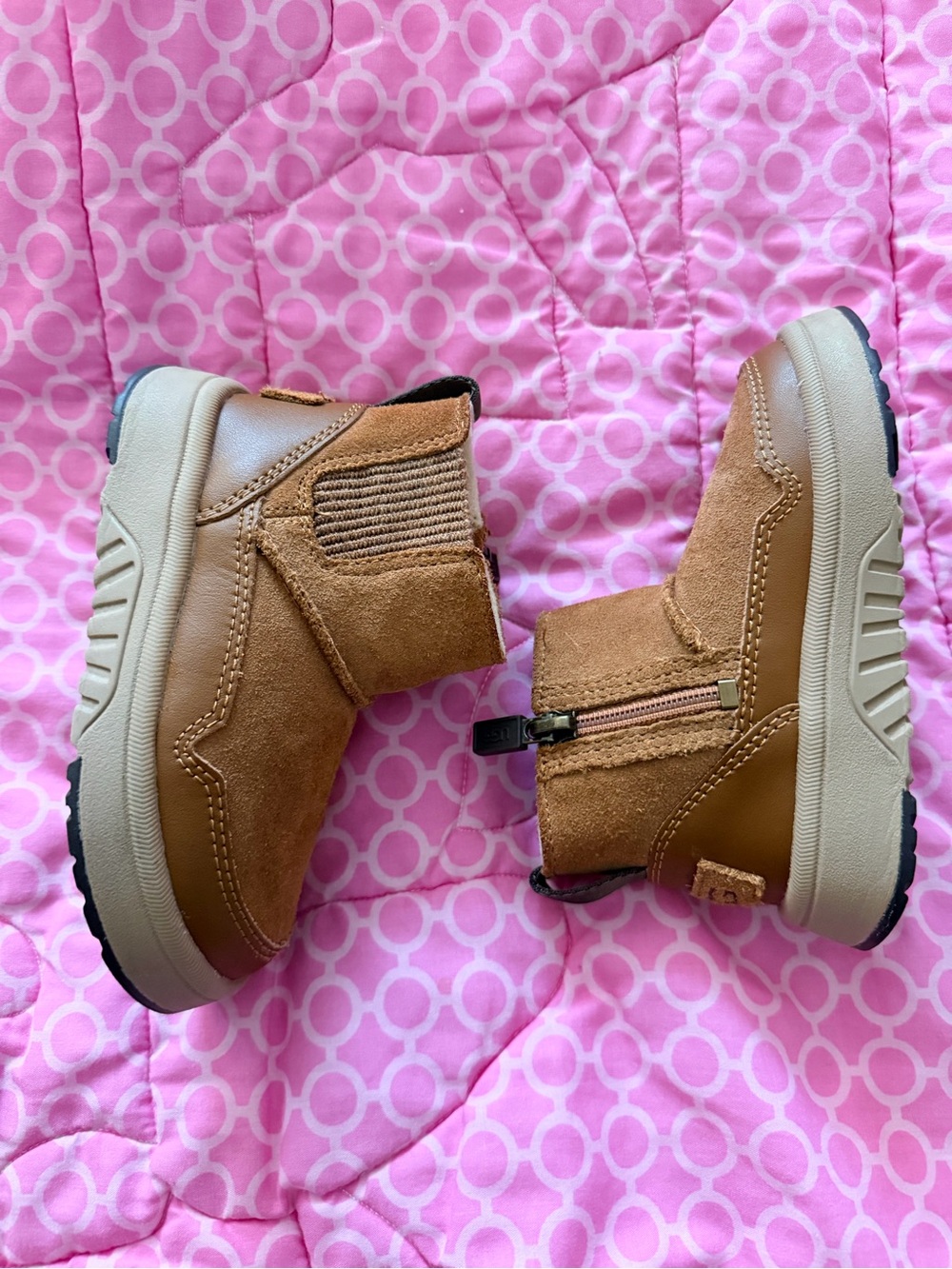 UGG Kids Chestnut Suede Ankle Boots with Side Zip